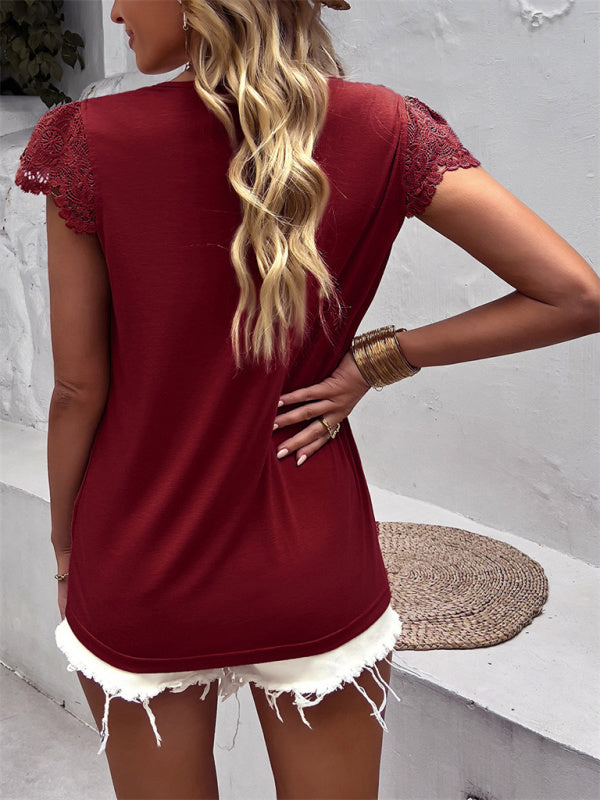 Mckenzie New Flying Sleeve V-Neck Knitted Sweater Top