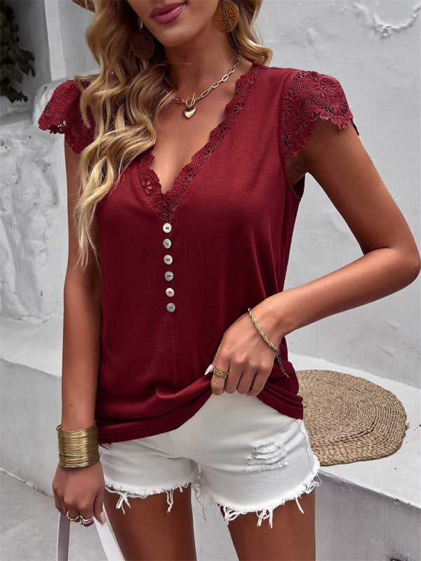 Mckenzie New Flying Sleeve V-Neck Knitted Sweater Top