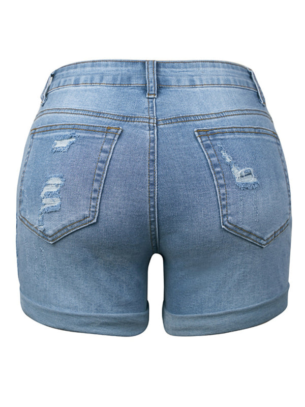 Meilani Destroyed High Stretch Denim Shorts