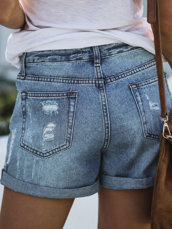 Meilani Destroyed High Stretch Denim Shorts