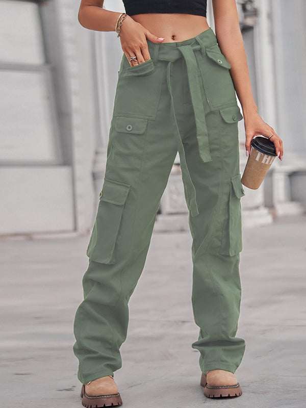 Thea New Washed Denim Multi-Pocket Heavy Industry Sasual Overalls Pants Trousers