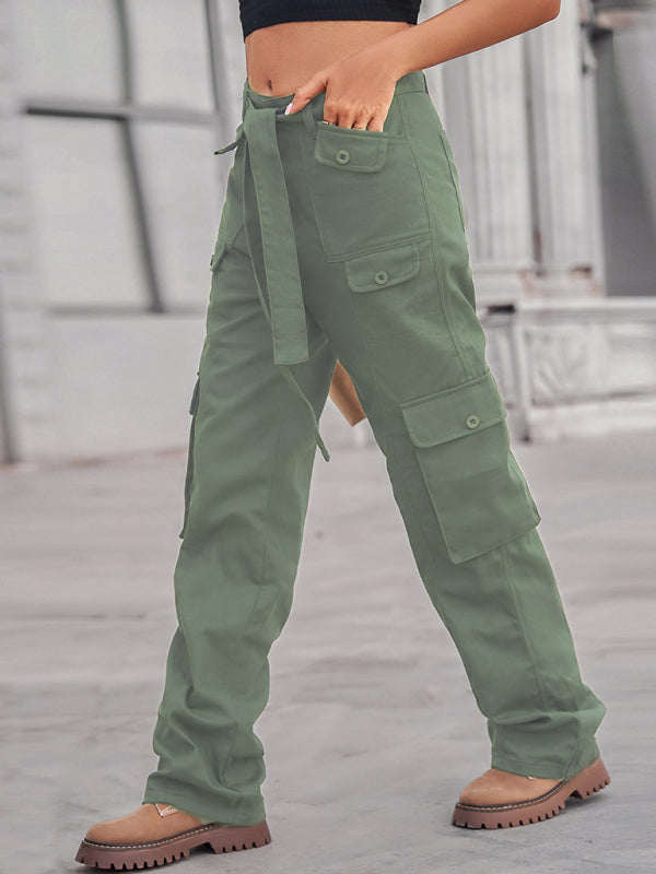 Thea New Washed Denim Multi-Pocket Heavy Industry Sasual Overalls Pants Trousers