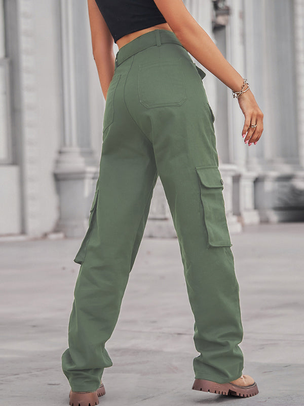 Thea New Washed Denim Multi-Pocket Heavy Industry Sasual Overalls Pants Trousers