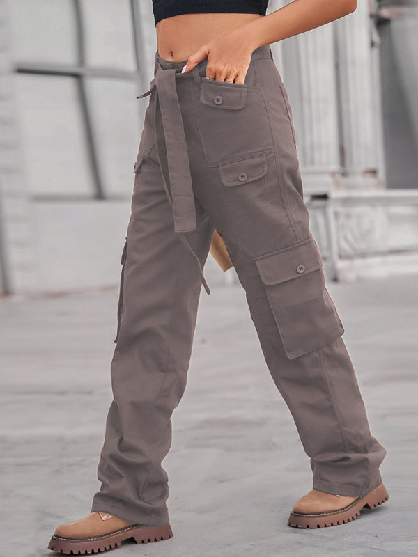 Thea New Washed Denim Multi-Pocket Heavy Industry Sasual Overalls Pants Trousers