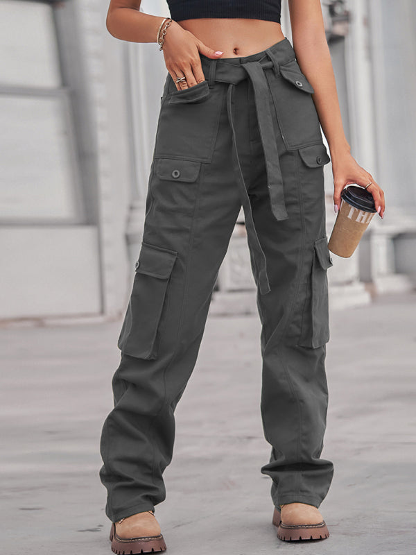 Thea New Washed Denim Multi-Pocket Heavy Industry Sasual Overalls Pants Trousers