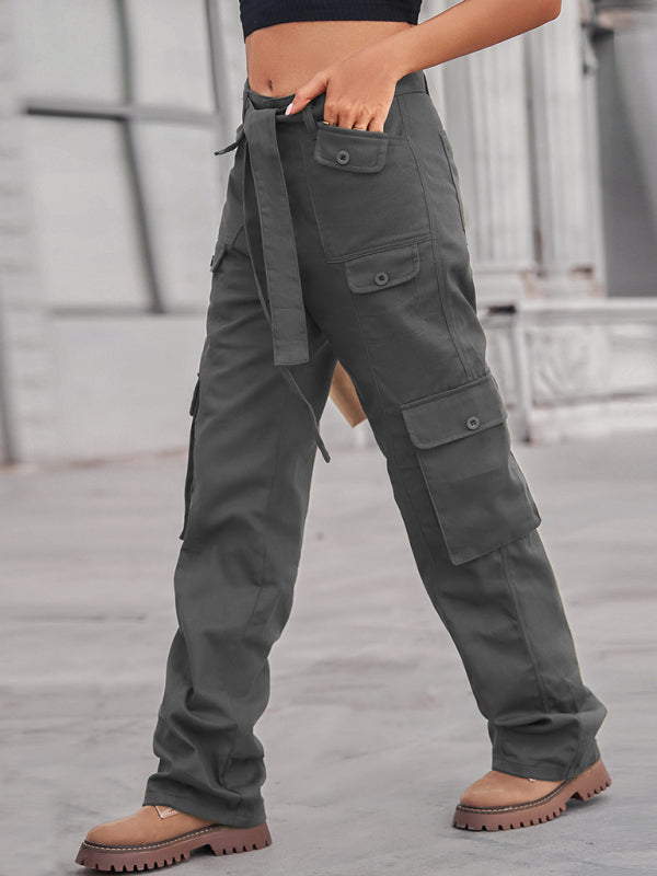 Thea New Washed Denim Multi-Pocket Heavy Industry Sasual Overalls Pants Trousers