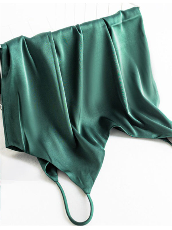 Hattie Satin V-Neck Camisole Bottoming Shirt Sexy Outerwear Summer Short Silk