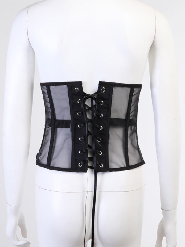 Giavanna All-Match Sexy Mesh Short Waist Vest