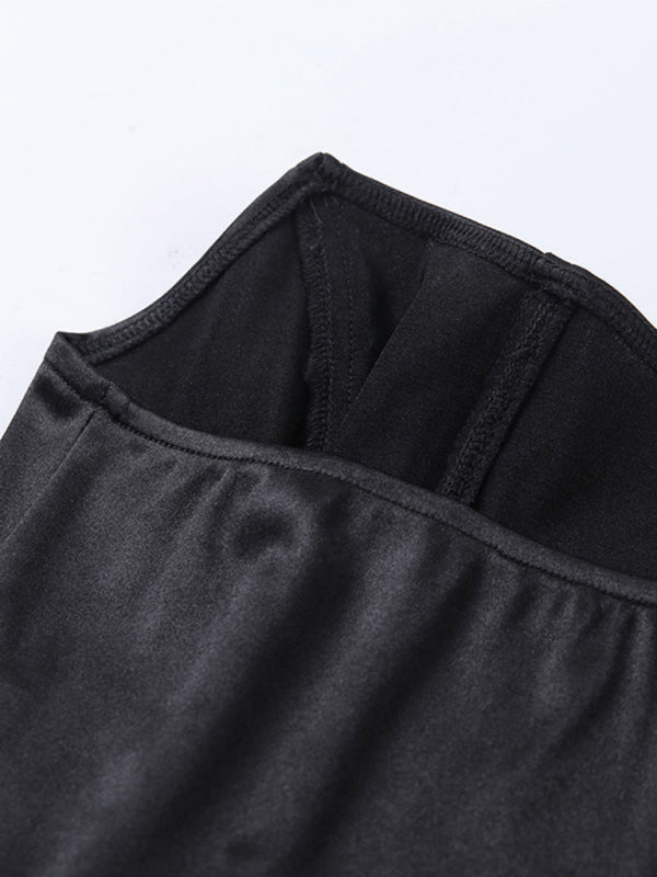 Genessa Tube Top Sexy Open Back Cropped Collar Slim Top