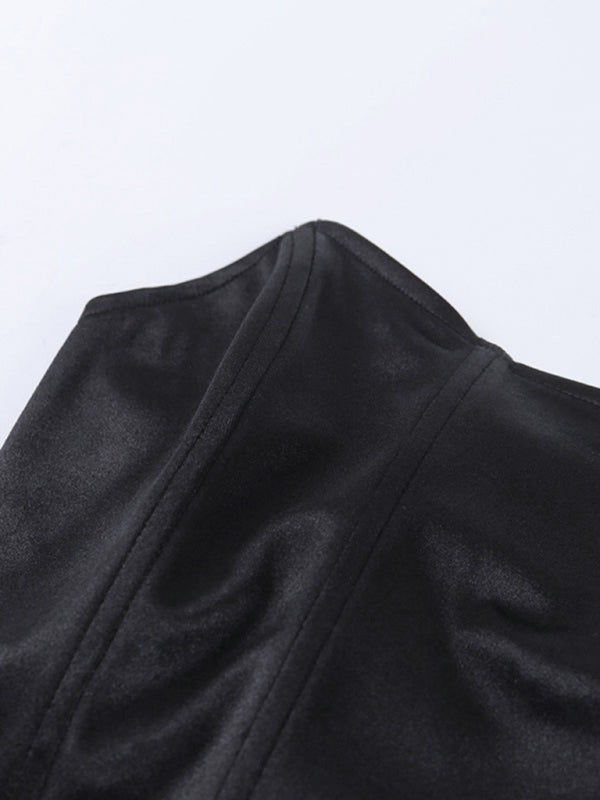 Genessa Tube Top Sexy Open Back Cropped Collar Slim Top