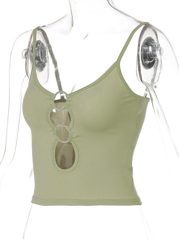 Francine Fashionable Chest Hollow Out Navel Slimming Camisole Top