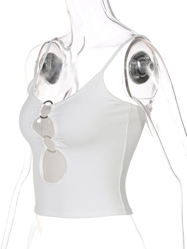 Francine Fashionable Chest Hollow Out Navel Slimming Camisole Top