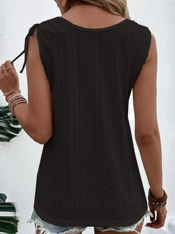 Emelina Women's Single Breasted Casual Solid Color U-Neck Tank Top