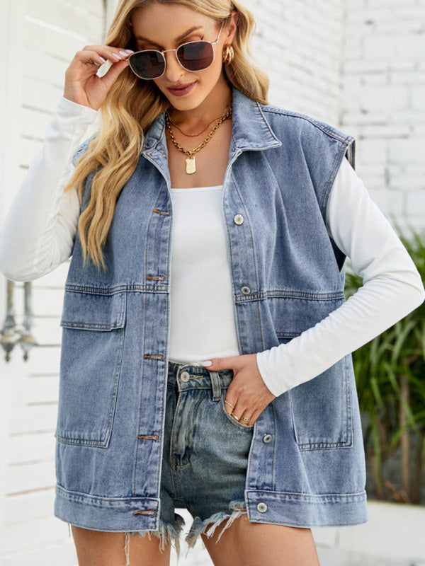 Giana New Denim Vest Summer Fashion Trend Denim Sleeveless Vest