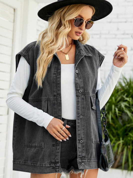 Giana New Denim Vest Summer Fashion Trend Denim Sleeveless Vest