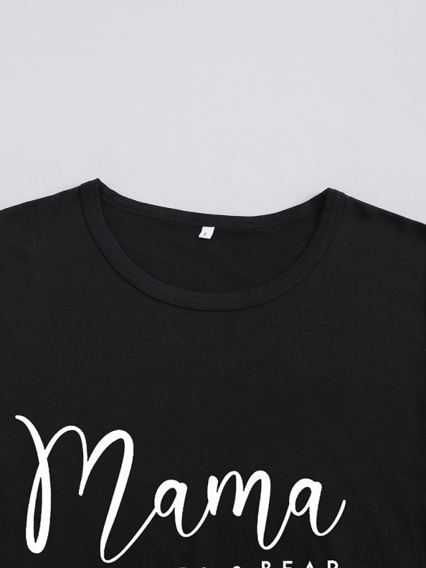 Paula Women's Knitted Round Neck Mother's Day Print Short Sleeve T-Shirt