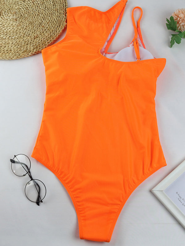 Salma Hollow Multicolor One Shoulder Sexy Swimsuit Women