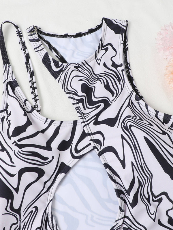 Salma Hollow Multicolor One Shoulder Sexy Swimsuit Women