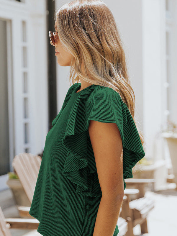 Josette Women's Casual Fashion All-Match Ruffled Sleeve Top