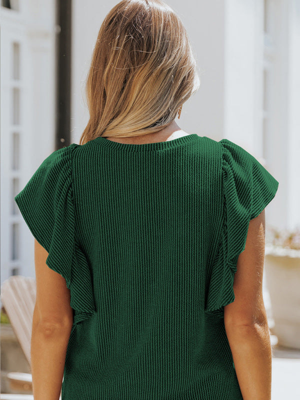 Josette Women's Casual Fashion All-Match Ruffled Sleeve Top