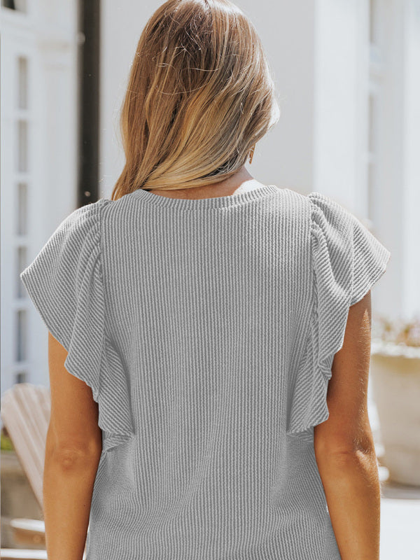 Josette Women's Casual Fashion All-Match Ruffled Sleeve Top