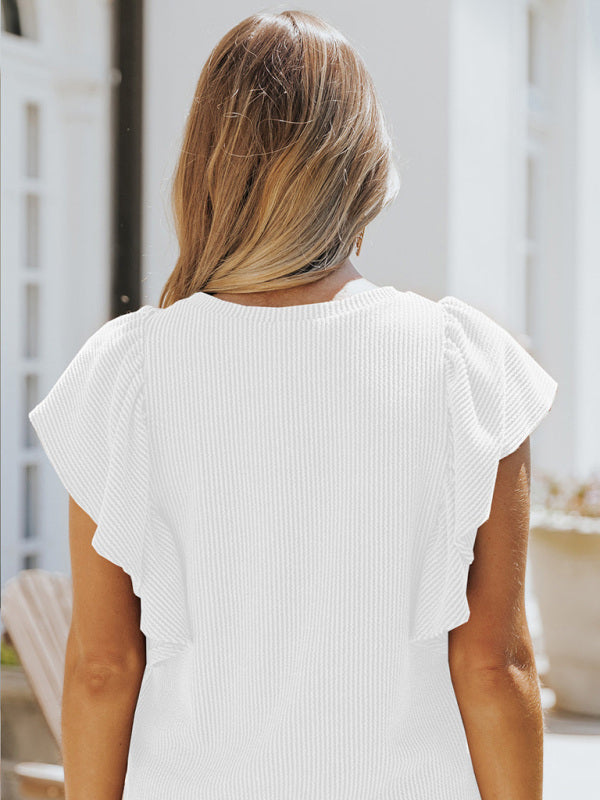 Josette Women's Casual Fashion All-Match Ruffled Sleeve Top