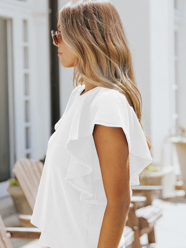Josette Women's Casual Fashion All-Match Ruffled Sleeve Top