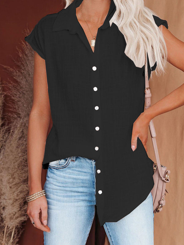 Bethel Women's Woven Casual All-Match Light Short-Sleeved Shirt