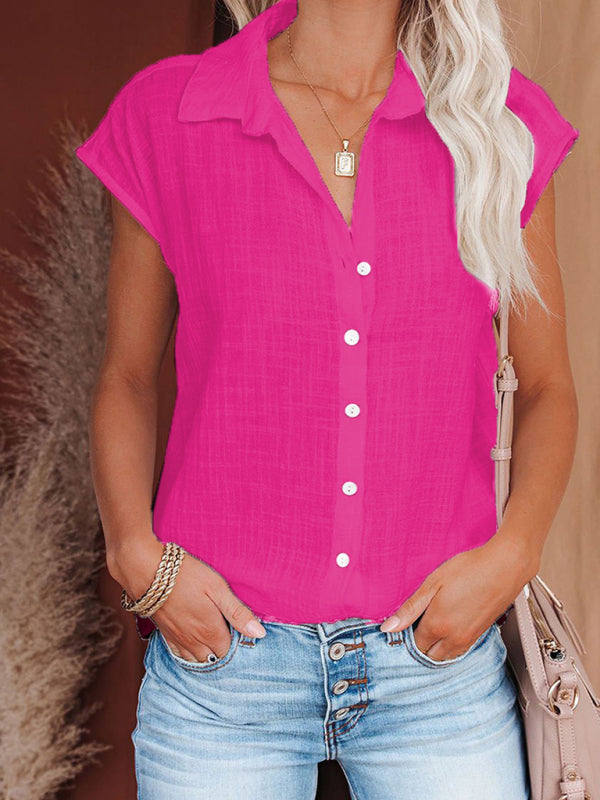 Bethel Women's Woven Casual All-Match Light Short-Sleeved Shirt