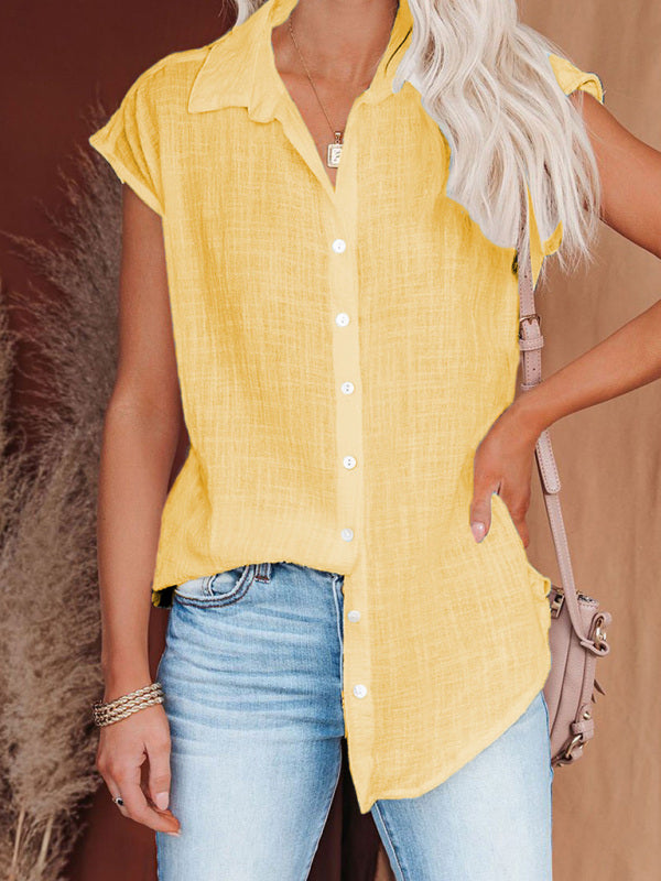 Bethel Women's Woven Casual All-Match Light Short-Sleeved Shirt