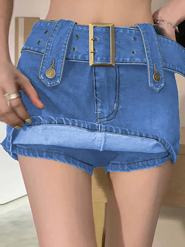 Alondra Y2K Washed Denim High Waist Slim Skirt