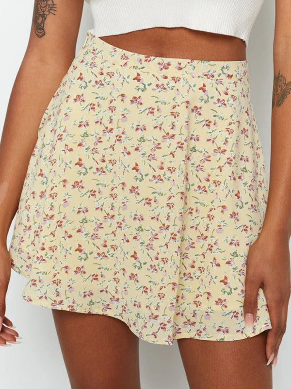 Katalina Floral Skirt High Waist Umbrella Skirt Invisible Zipper Chiffon Printed Skirt For Women