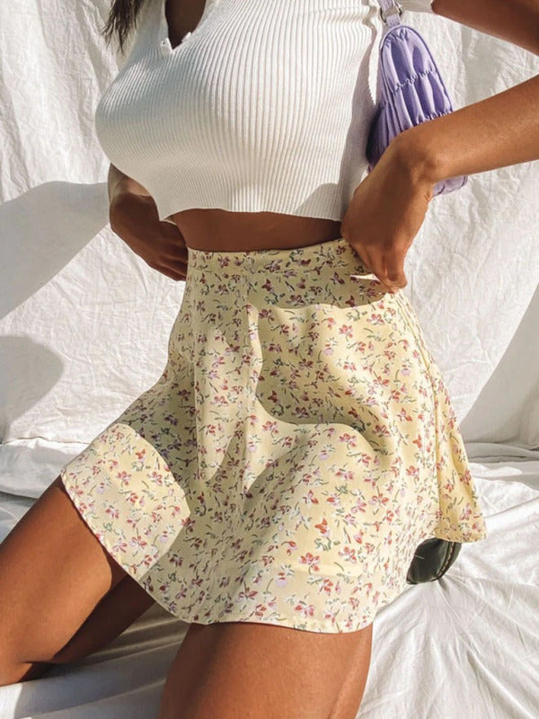 Katalina Floral Skirt High Waist Umbrella Skirt Invisible Zipper Chiffon Printed Skirt For Women