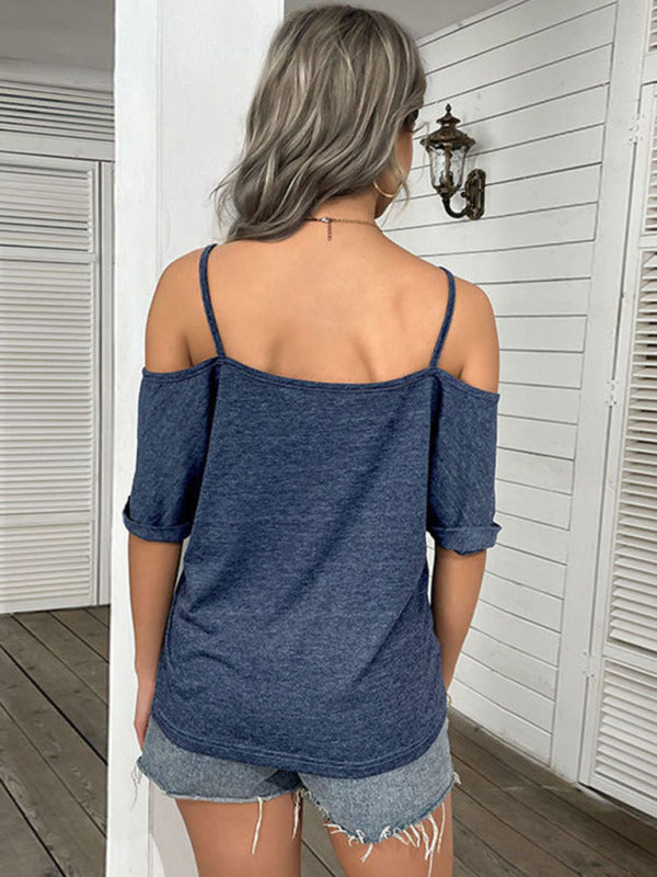 Hope Women's Solid Color Strapless One-Shoulder T-Shirt For Women