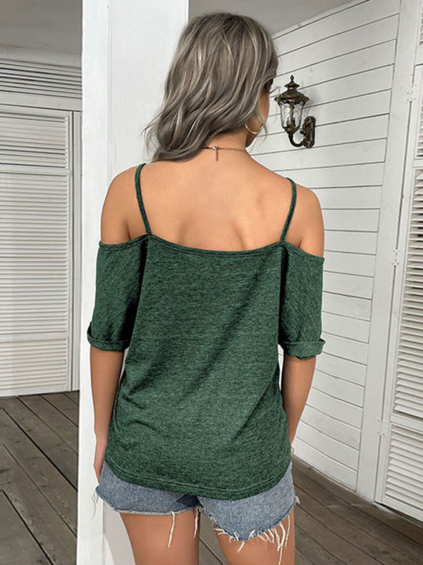 Hope Women's Solid Color Strapless One-Shoulder T-Shirt For Women