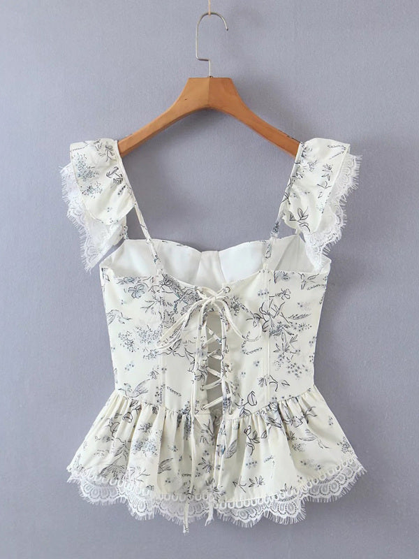 Clarabelle New French Style Fresh Lace Keel Slim Camisole Top