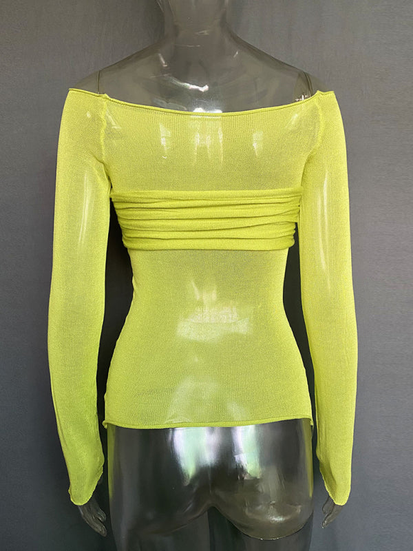 Marianne New Fashion Women's Clothing Lightweight See-Through Neck T-Shirt Top