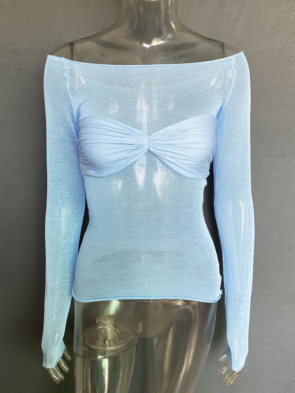 Marianne New Fashion Women's Clothing Lightweight See-Through Neck T-Shirt Top