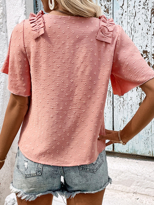 Idony New Fashion Ladies Pink Shirt Design Sense Shirt