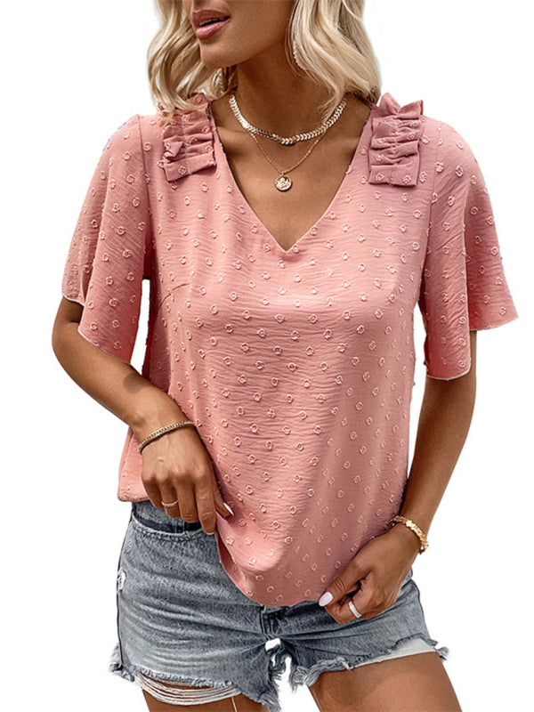Idony New Fashion Ladies Pink Shirt Design Sense Shirt