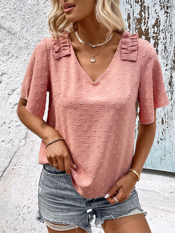 Idony New Fashion Ladies Pink Shirt Design Sense Shirt