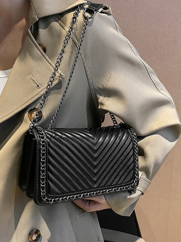 Embroidered Thread Chain Portable Small Square Bag Shoulder Bag