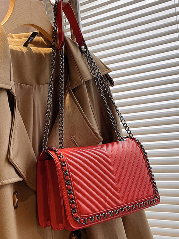 Embroidered Thread Chain Portable Small Square Bag Shoulder Bag