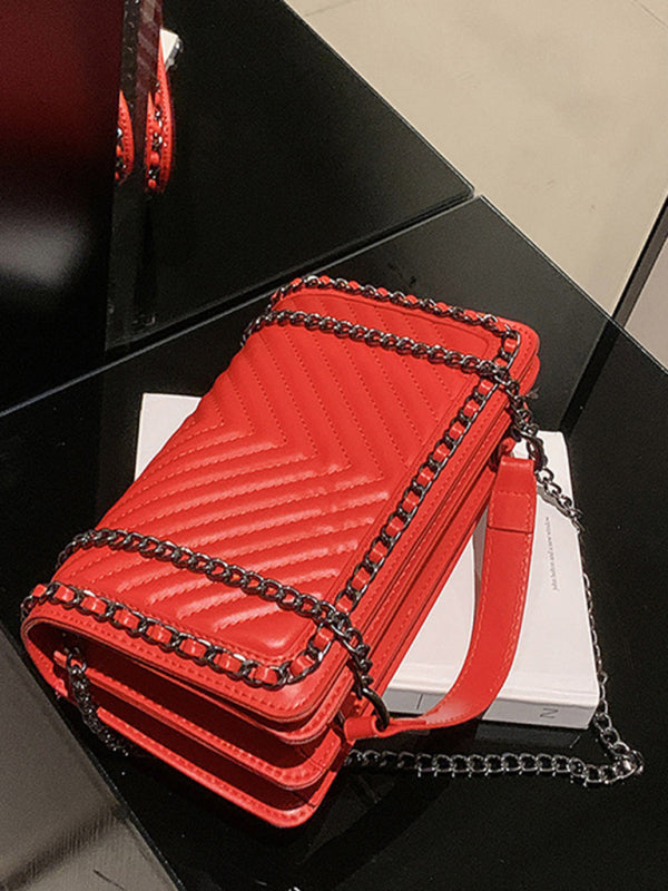 Embroidered Thread Chain Portable Small Square Bag Shoulder Bag