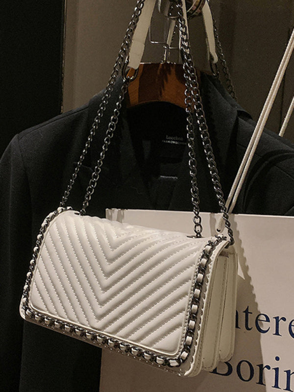 Embroidered Thread Chain Portable Small Square Bag Shoulder Bag