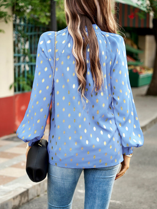 Greer Gold Dot Print Temperament Commuting Polka Dot Blouse