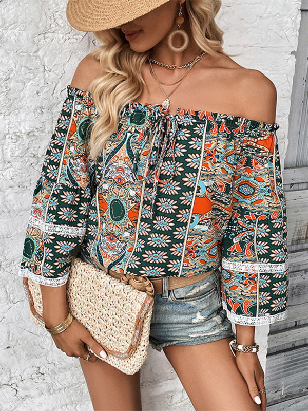 Gardenia New Floral Tie One Shoulder Fashion Print Blouse