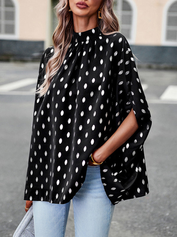 Freesia Golden Polka Dot Temperament Design Sense Long-Sleeved Blouse