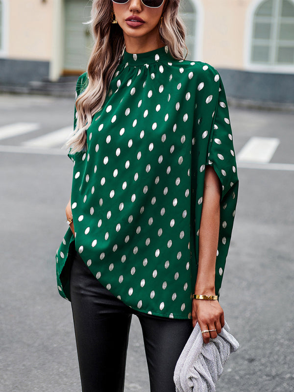 Freesia Golden Polka Dot Temperament Design Sense Long-Sleeved Blouse
