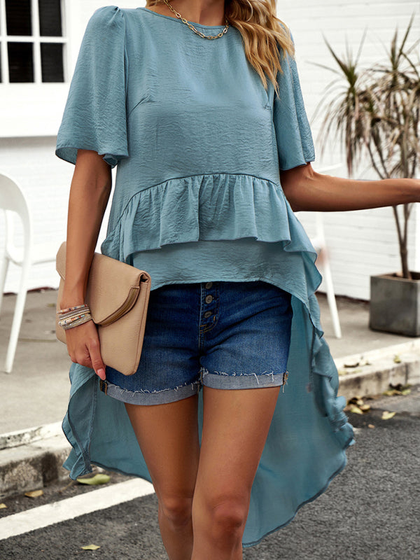 Jael New Quality Elegant Ruffled Short-Sleeved Top